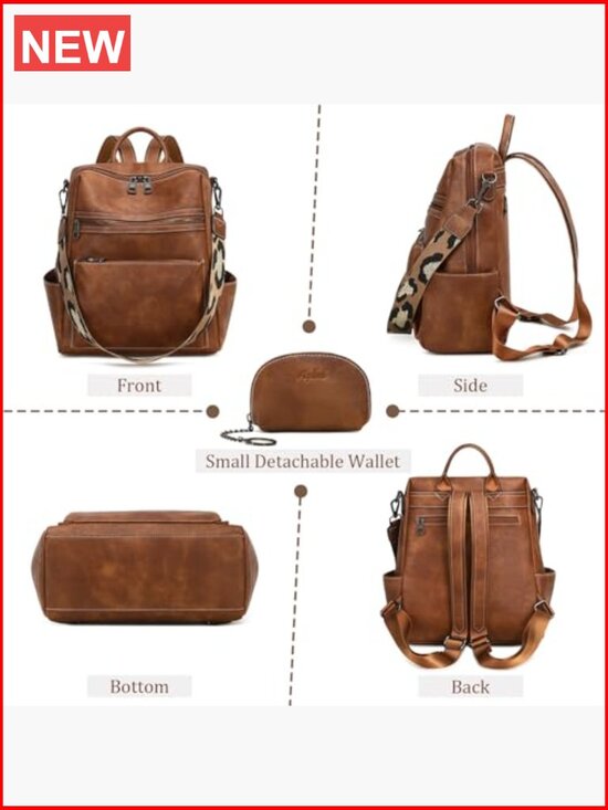 Faux Leather Fashion Backpack Purse Convertible Laptop Work Travel Handbag